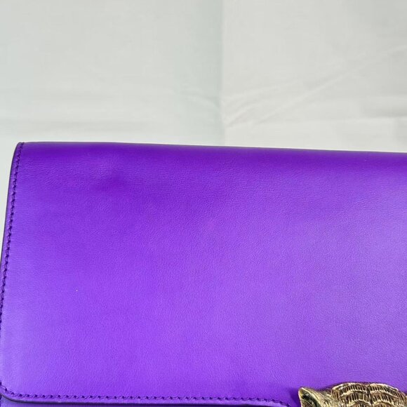 Gucci Purple Animalier Flap Clutch Leather - Picture 2 of 11